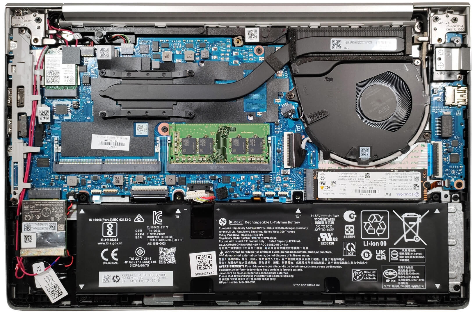 Internal Photo of HP ProBook 640 G8, 645 G8, EliteBook 640 G9 G10 US keyboard OEM (HP EliteBook 640 G10)